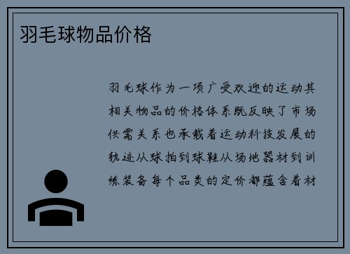 羽毛球物品价格